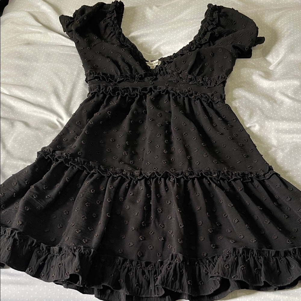 Black Ruffle-Tiered V-Neck Maxi Dress